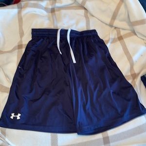 Men’s Medium Navy Blue Under Armour Pocketed Workout Shorts